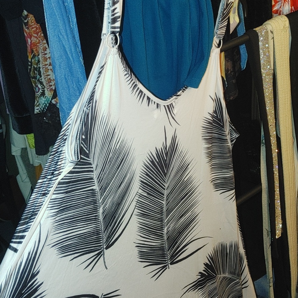 India Boutique Black and White Feather Dress